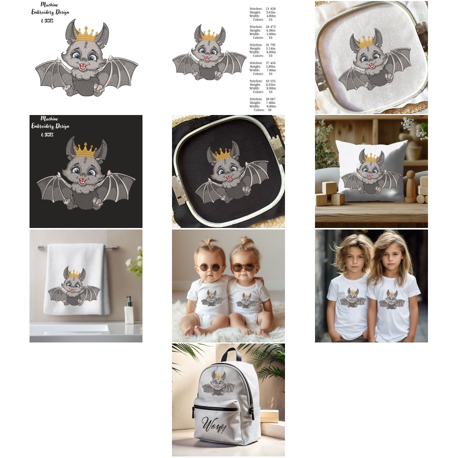 Cartoon Gray Bat Cute Baby King