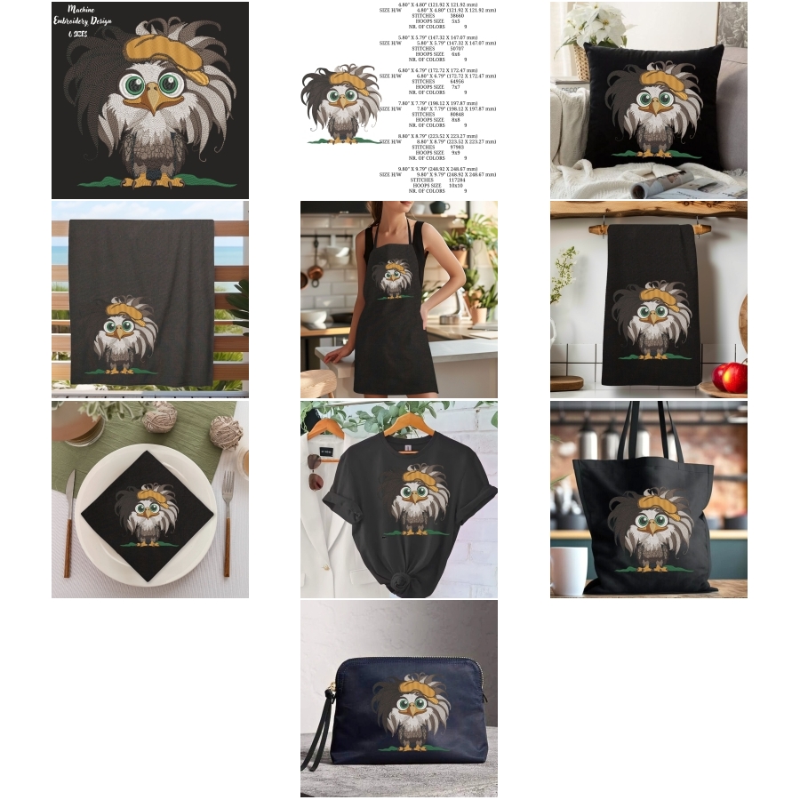 Funny Baby Boy Bald Eagle in Hat on Black
