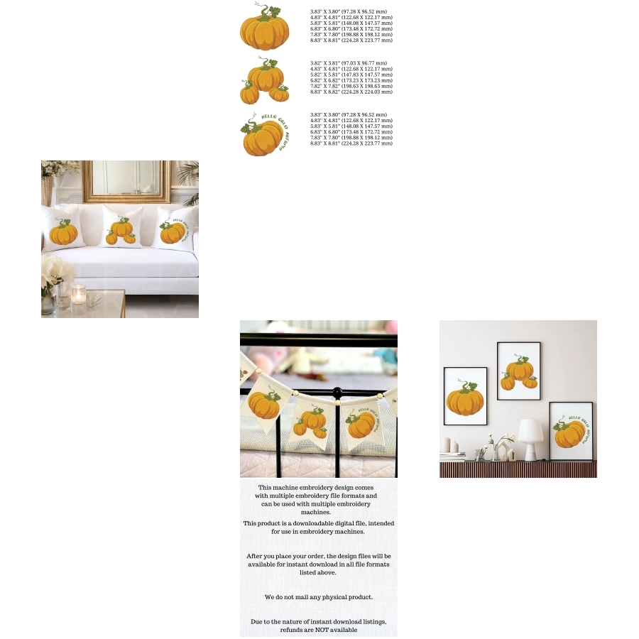 Set of 3 Fall Orange Pumpkin