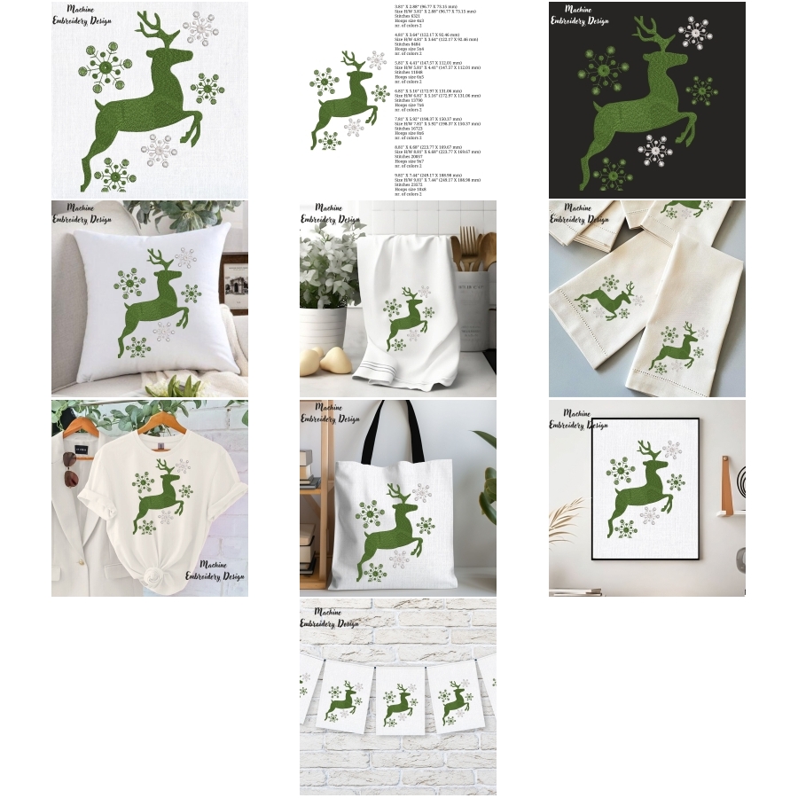 Christmas Deer and Snowflakes