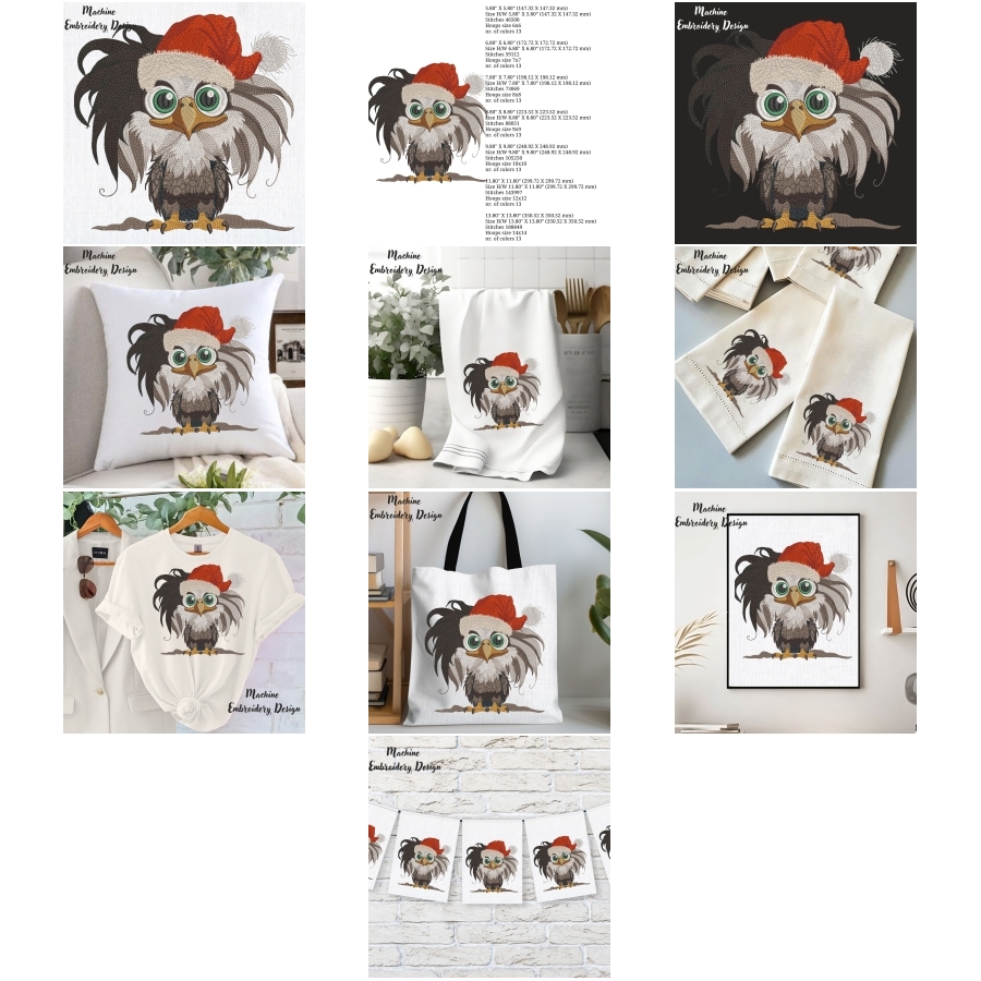 Christmas Eagle in Santa Hat