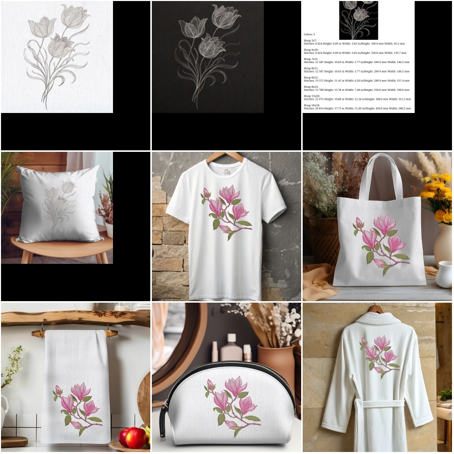 Spring Pink Magnolia Flowers Branch
