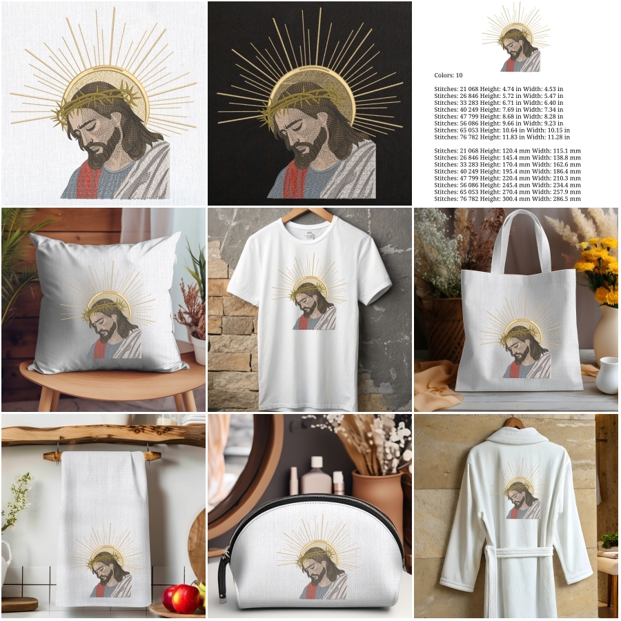 Jesus Christ with Halo and Crown of Thorns