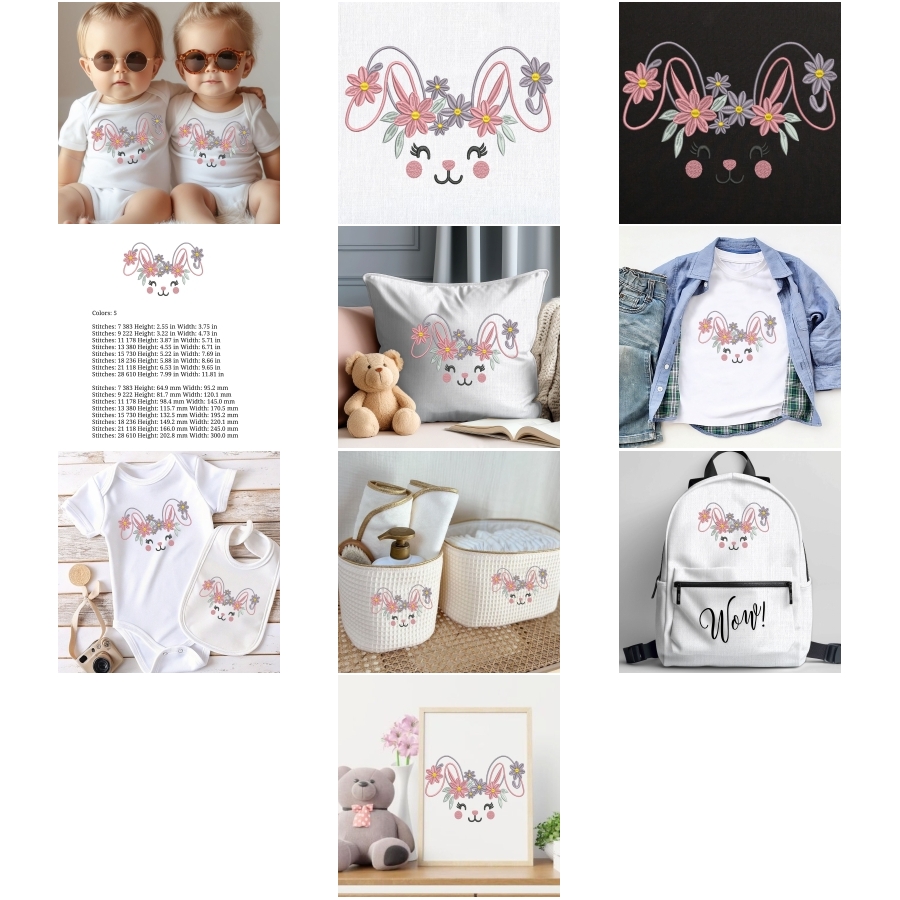 Spring Floral Bunny Face