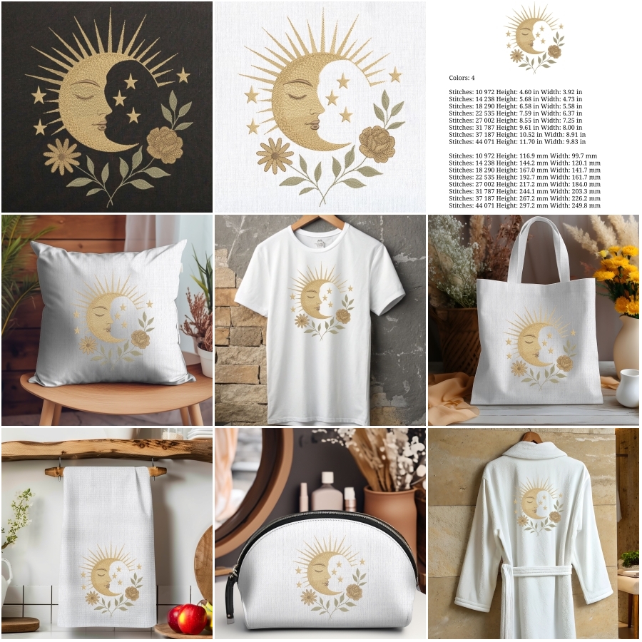 Floral Mystical Moon Face