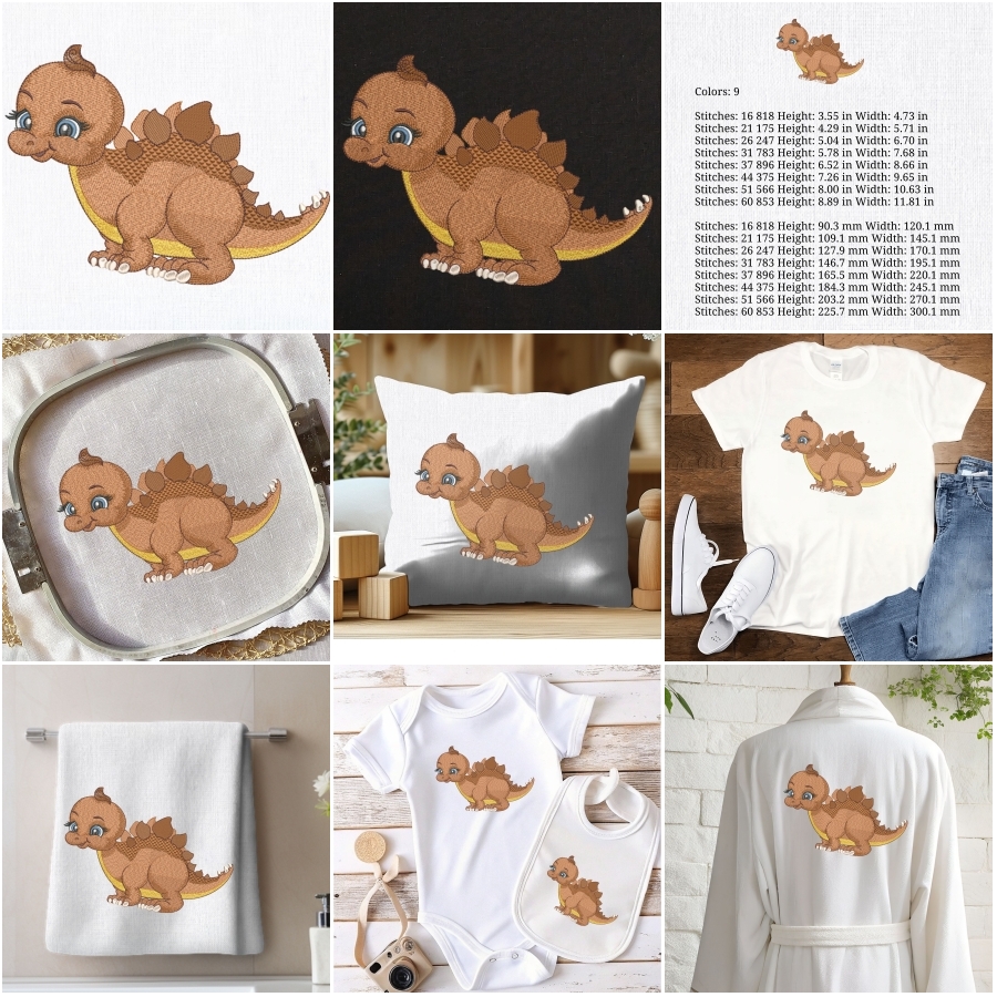 Cute Smiling Baby Dinosaur Stegosaurus