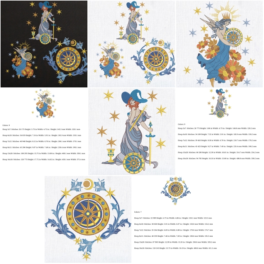 Celestial Goddess with Magic Wheel and Stars
