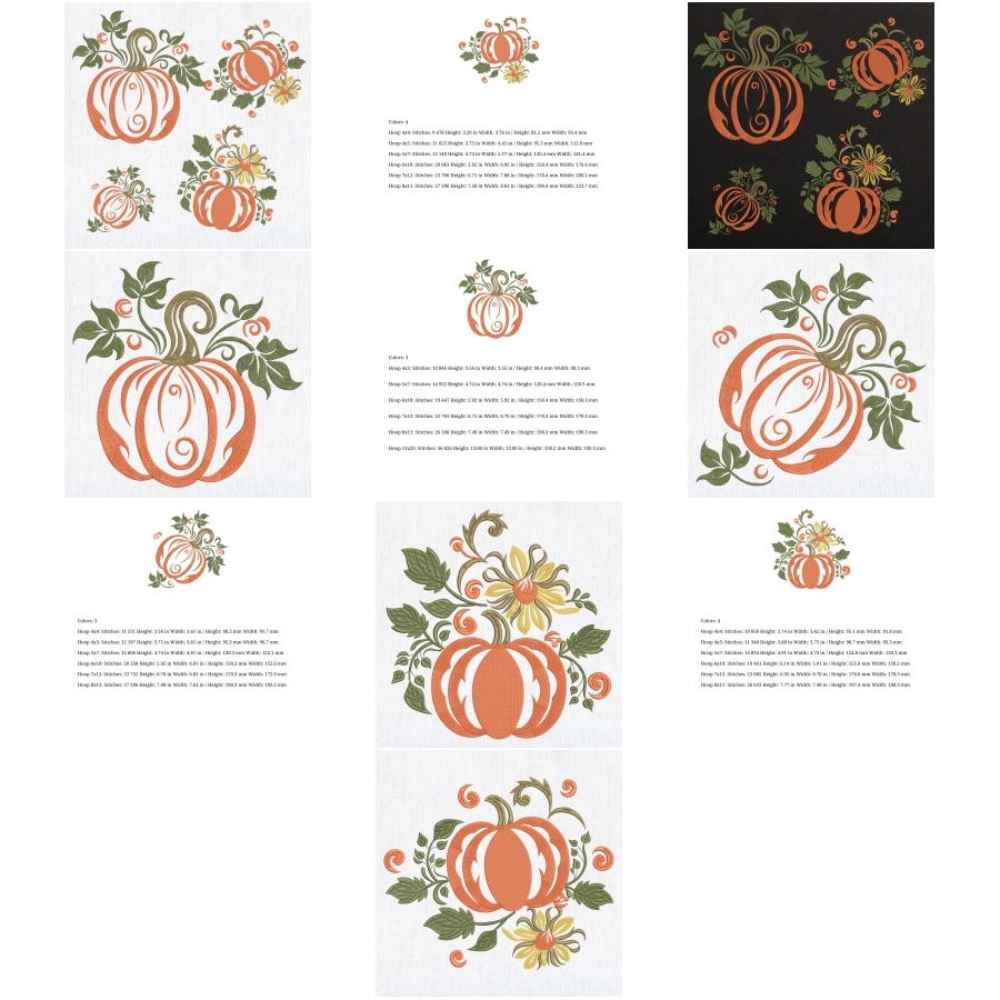 Set 4 Orange Fall Pumpkin Sunflower Leaves