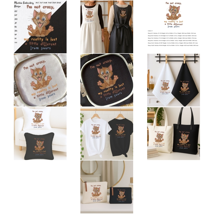 Funny Crazy Cartoon Cat with Quote