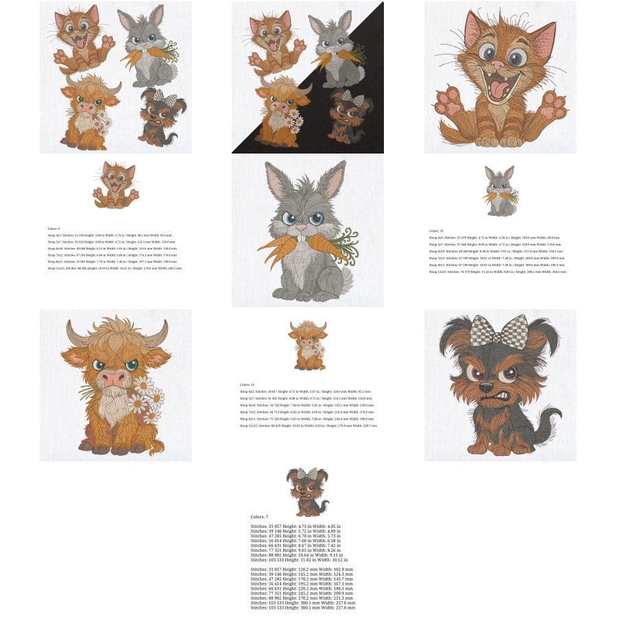 Funny Grumpy Animals Cat Bunny Cow Dog Faces