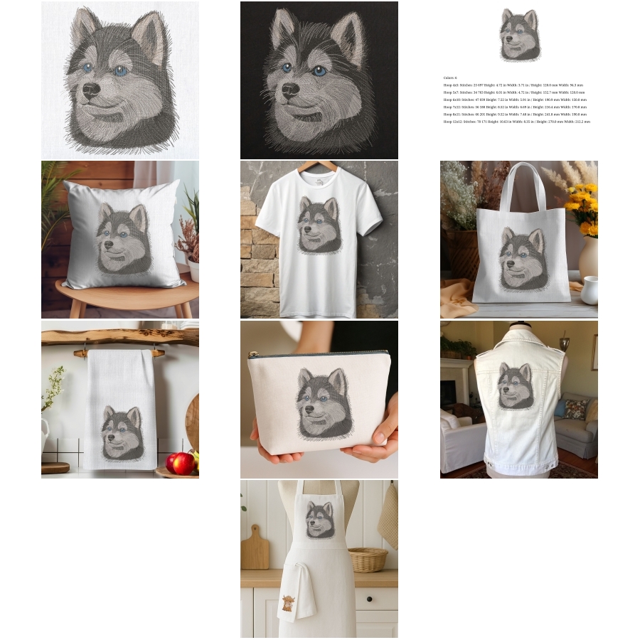 Realistic Face Fluffy Husky Puppy