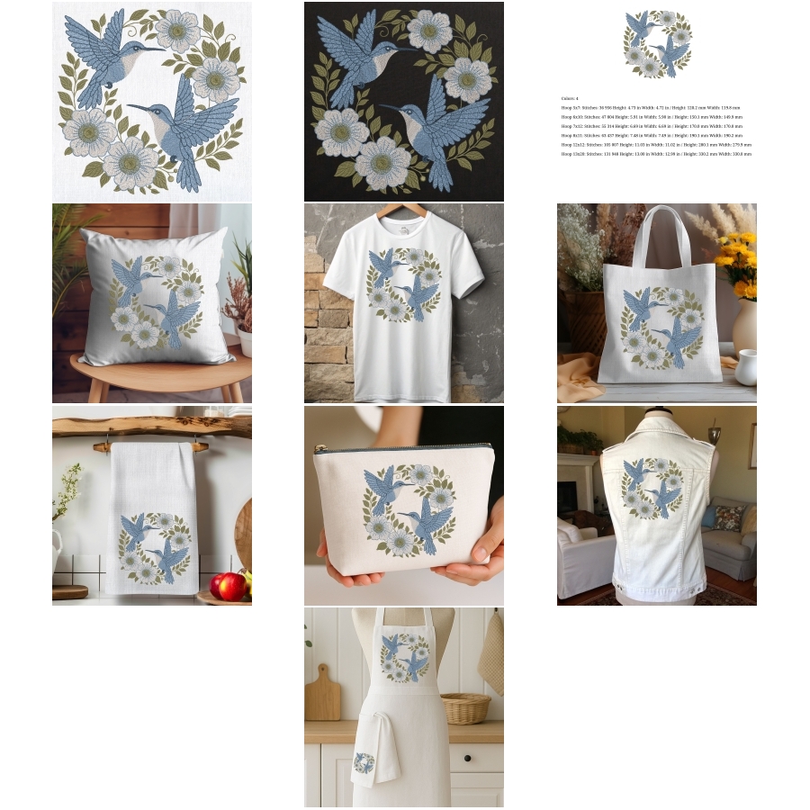 Blue Hummingbird Floral Wreath