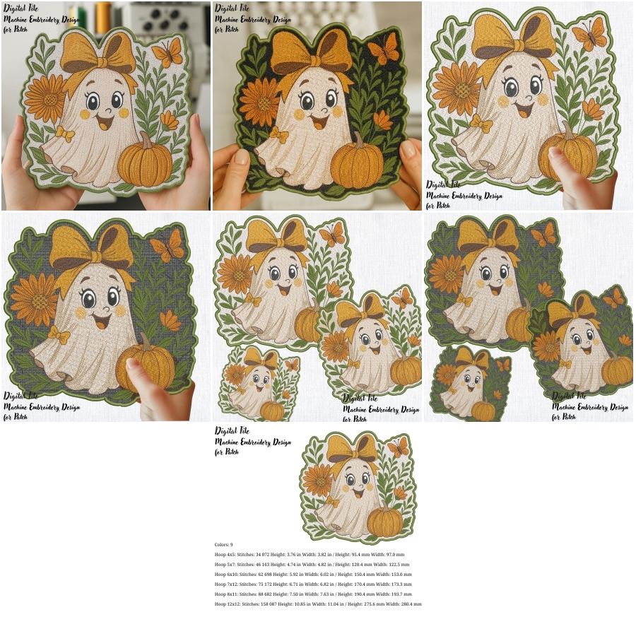 Cute Fall Halloween Ghost for Patch