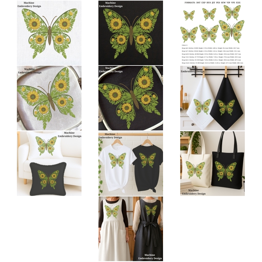 Summer Butterfly Sunflower Floral Wings