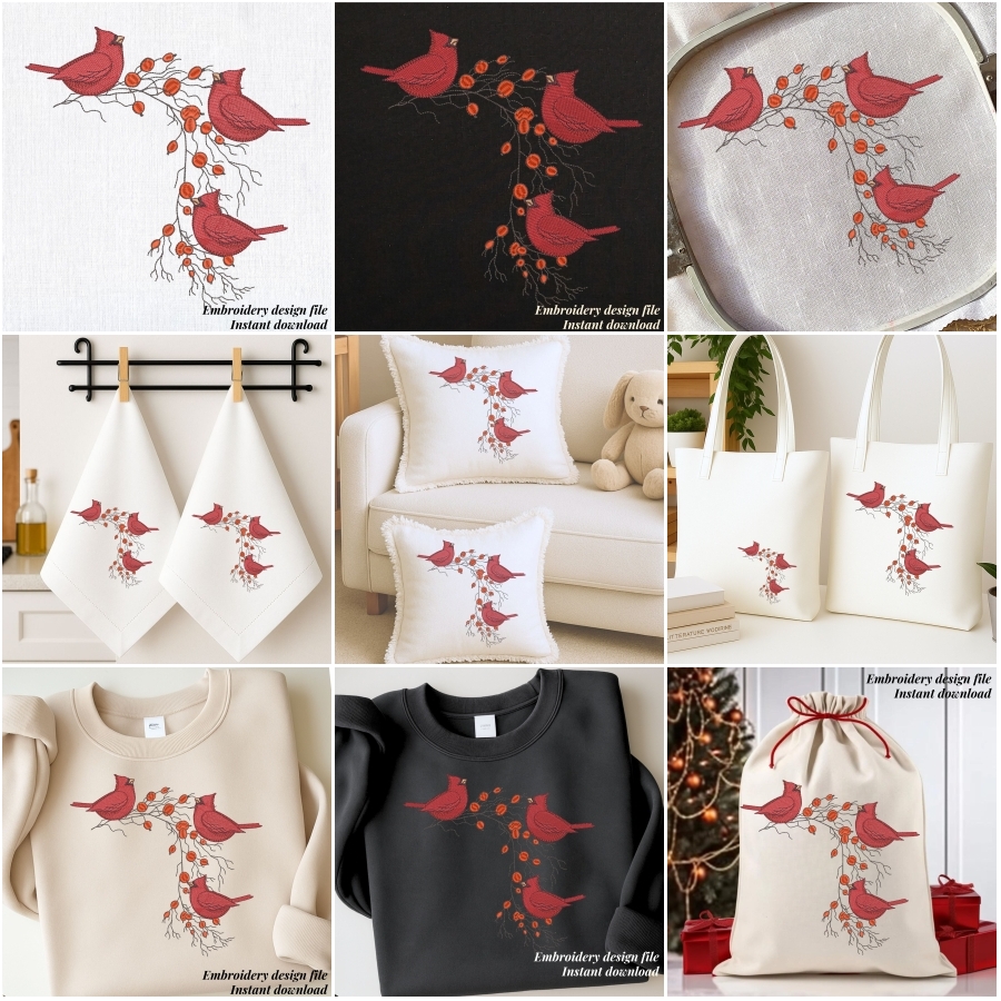 Cardinal Birds Winter Christmas