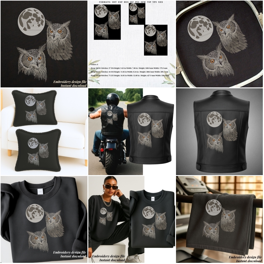 Realistic Bird Owl Moon