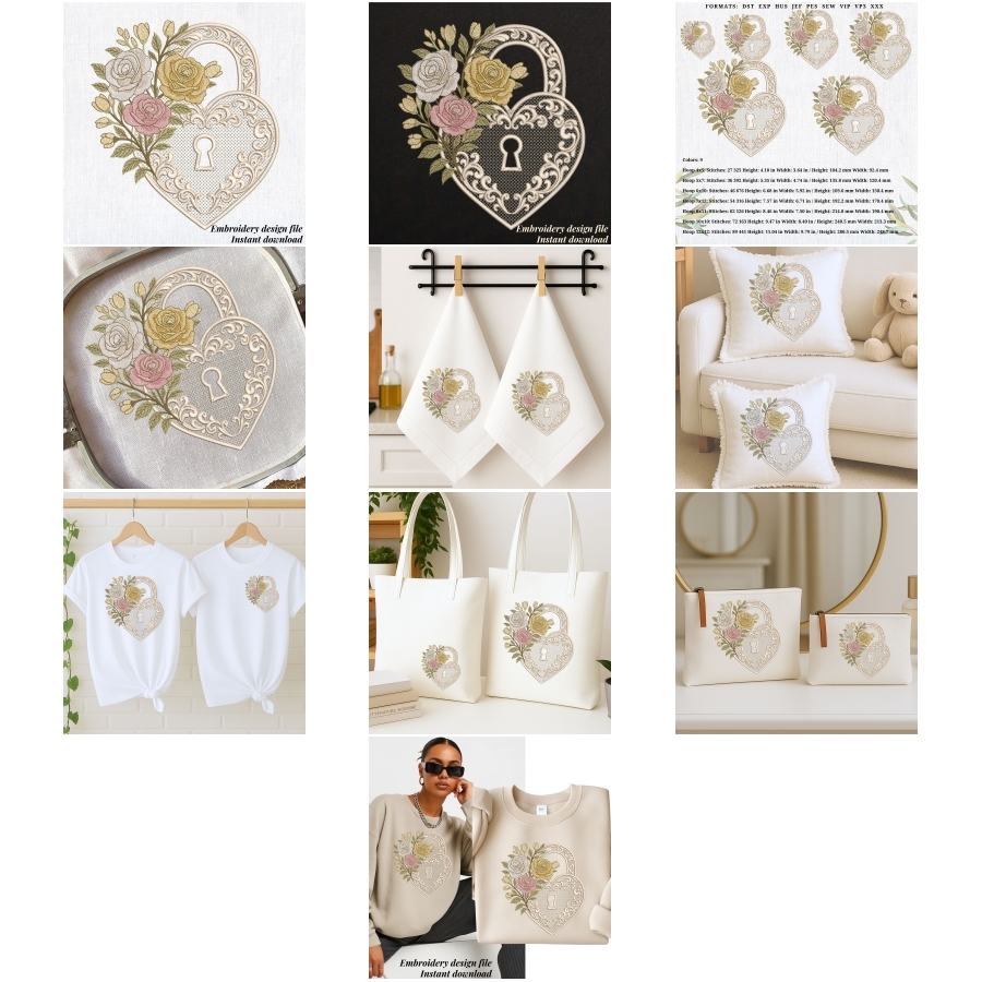 Vintage Romantic Heart lock Lace Wedding Lock