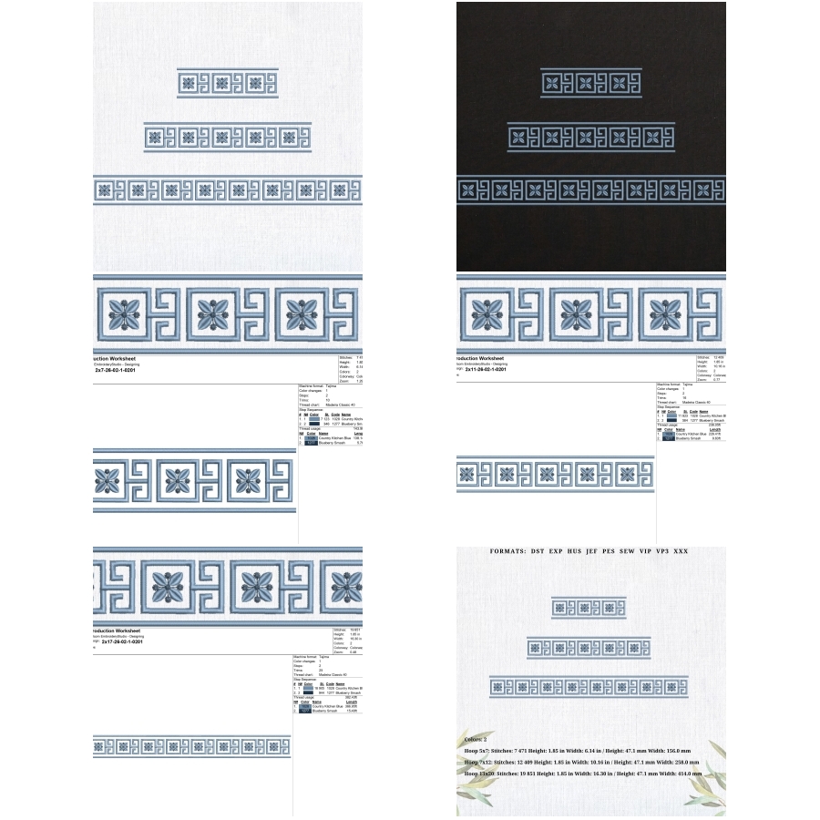 Greek meander floral square border