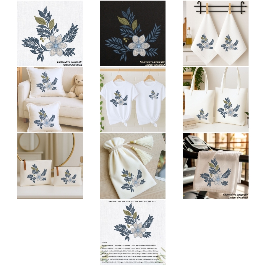 Blue floral branch botanical bloom