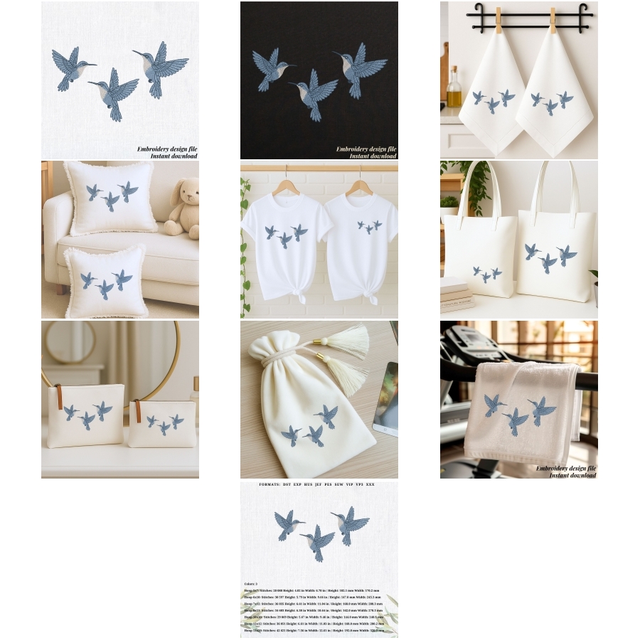 Spring Hummingbirds trio