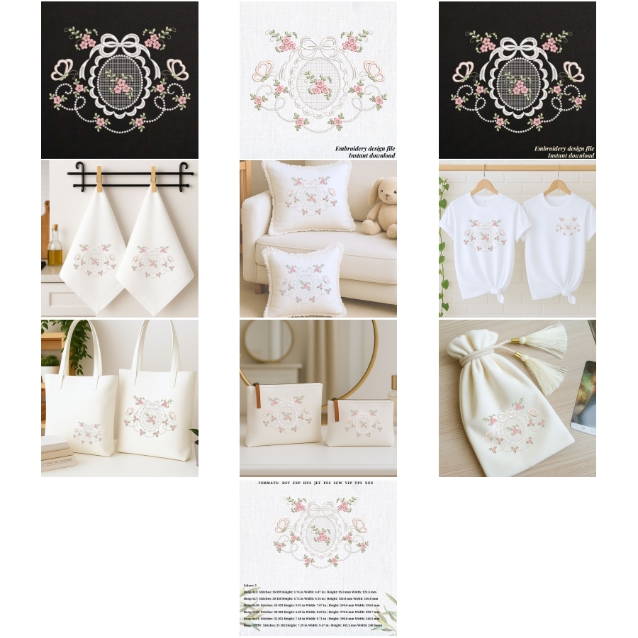 Floral Lace Oval frame