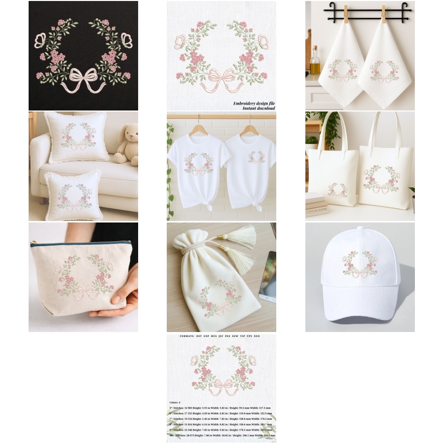 Floral Bow Wreath.Bridal flower frame