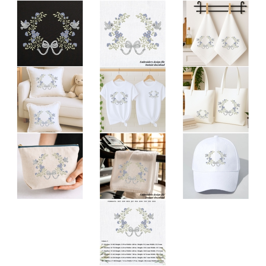 Floral Bird Wreath Wedding flower frame