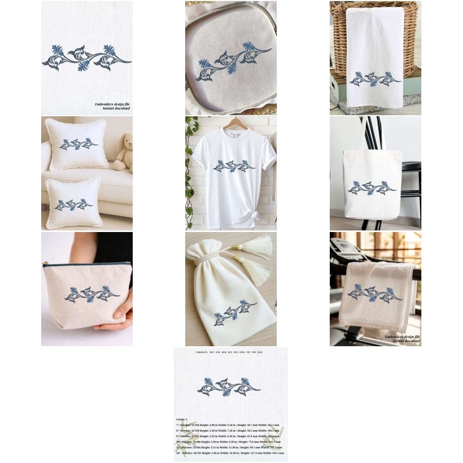 Floral Wedding Border Blue