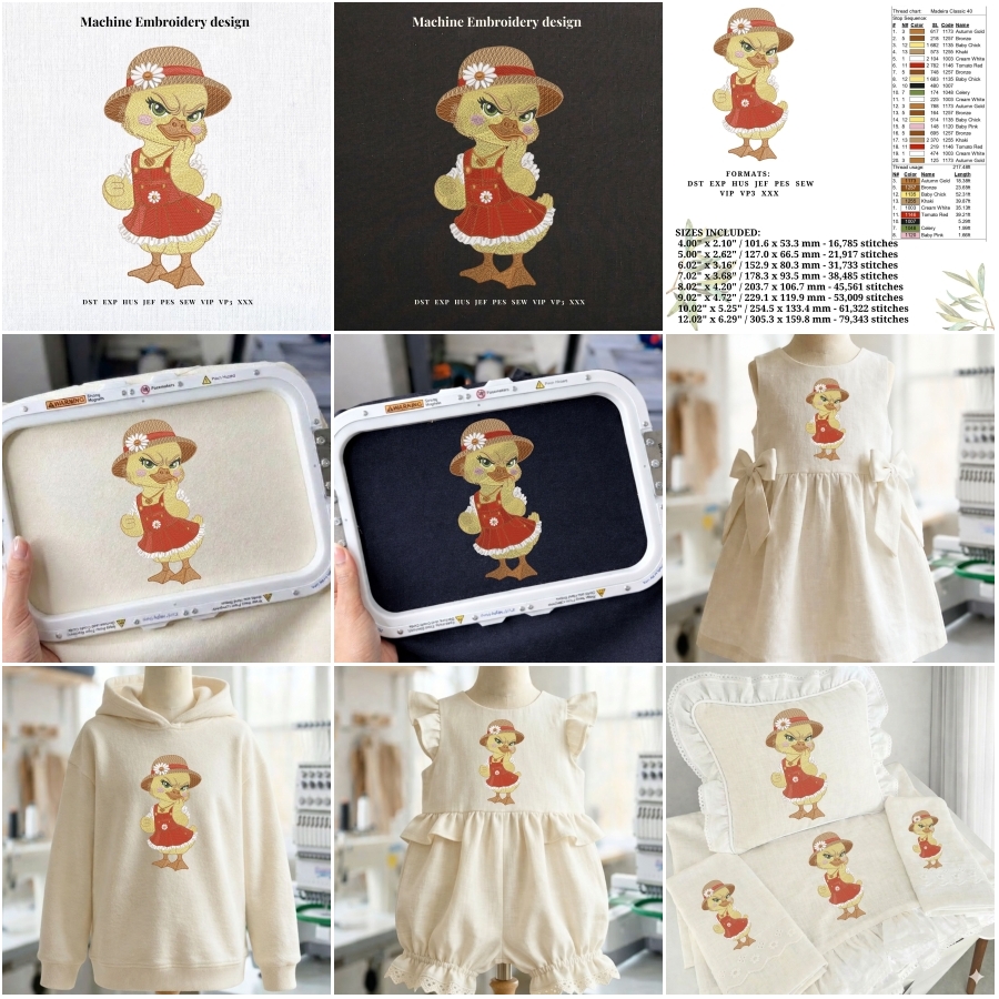 Angry Duck Baby Girl In Sun Hat