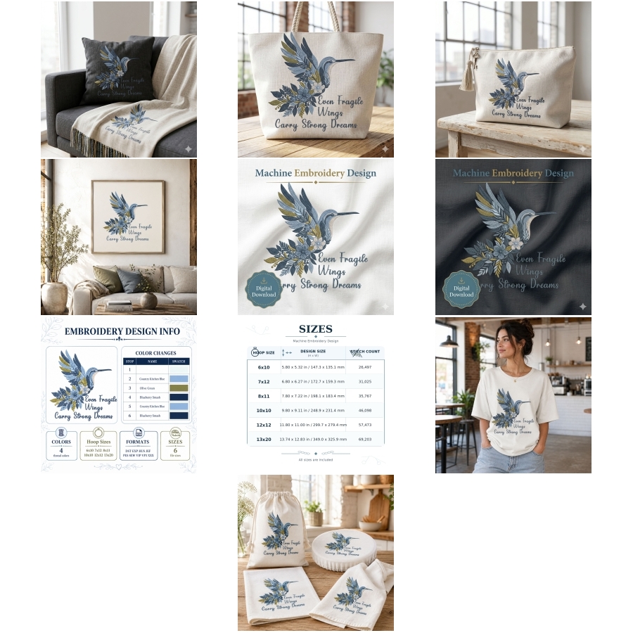Hummingbird Floral Quote