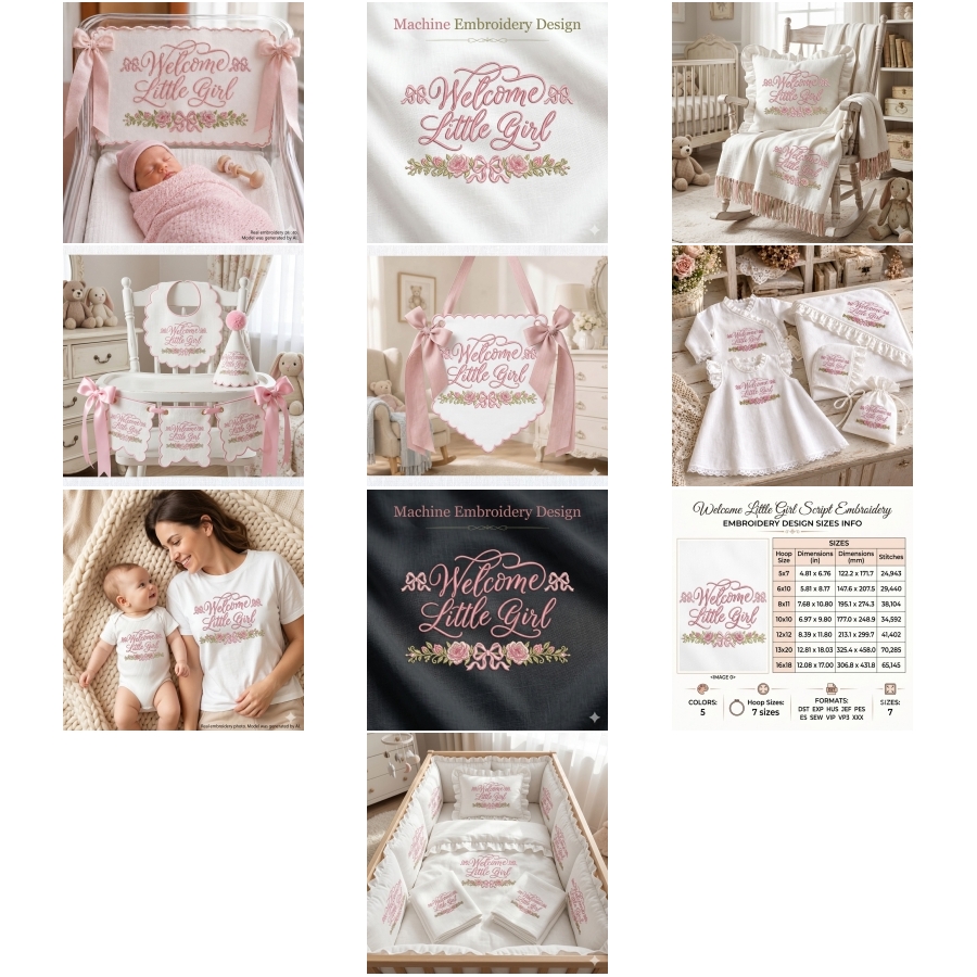 Welcome Little Girl Floral Bow