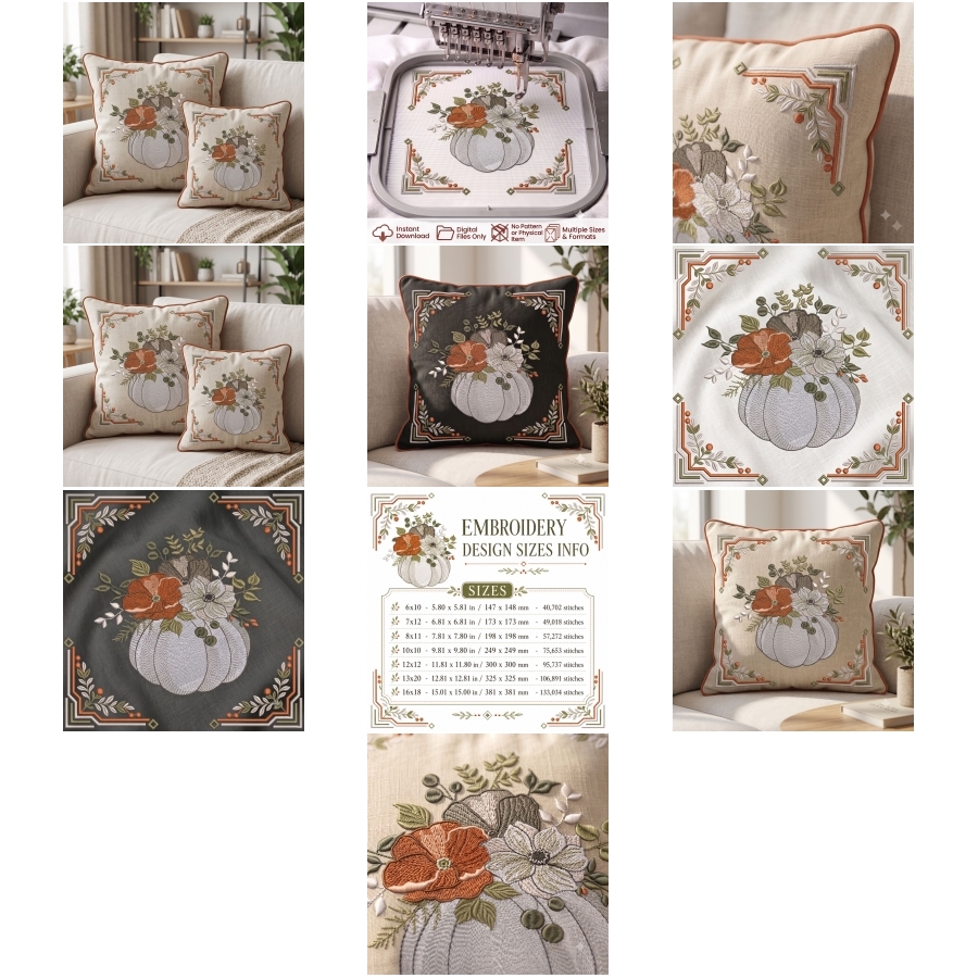 Floral Pumpkin Pillow Border