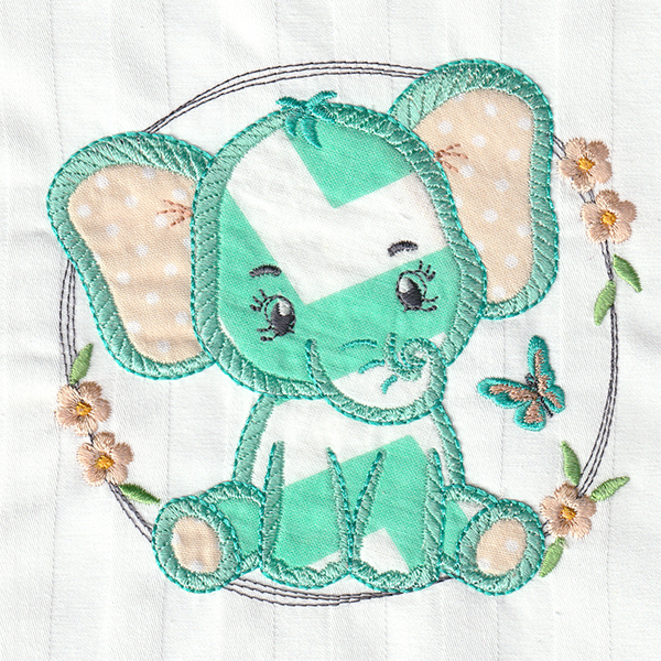 Adorable Baby Elephant Applique-12