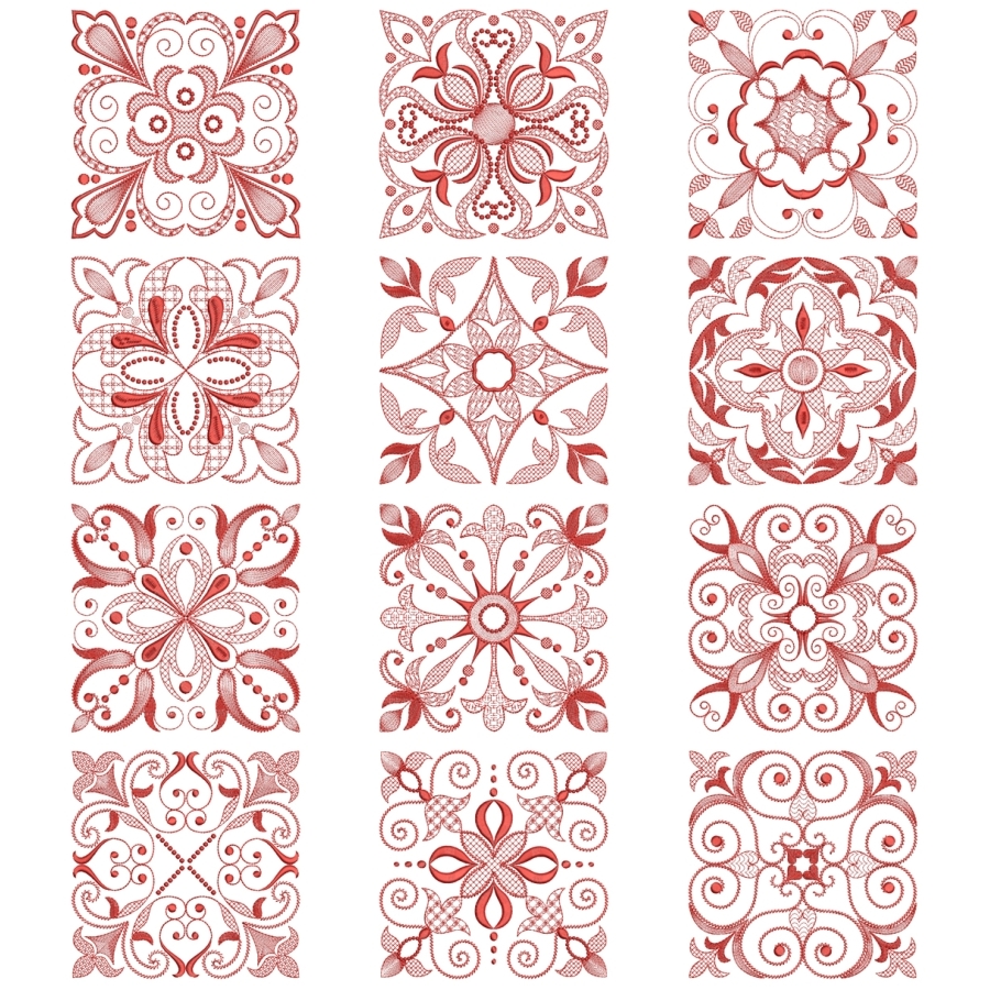 RED WORK QUILT BLOCKS