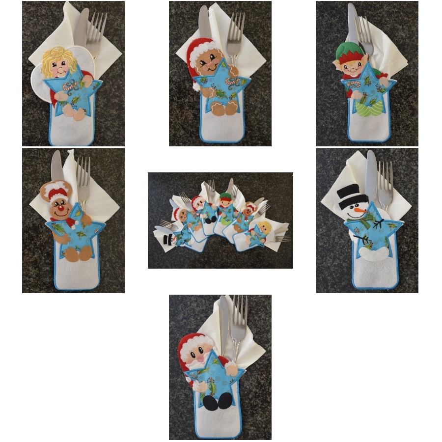 CHRISTMAS FUN IN THE HOOP CUTLERY HOLDERS 