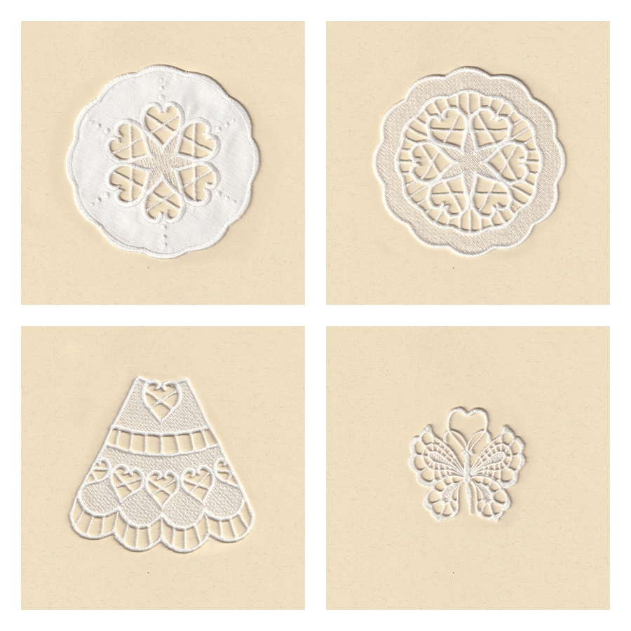 COTTON HEART LACE & CUTWORK SET1
