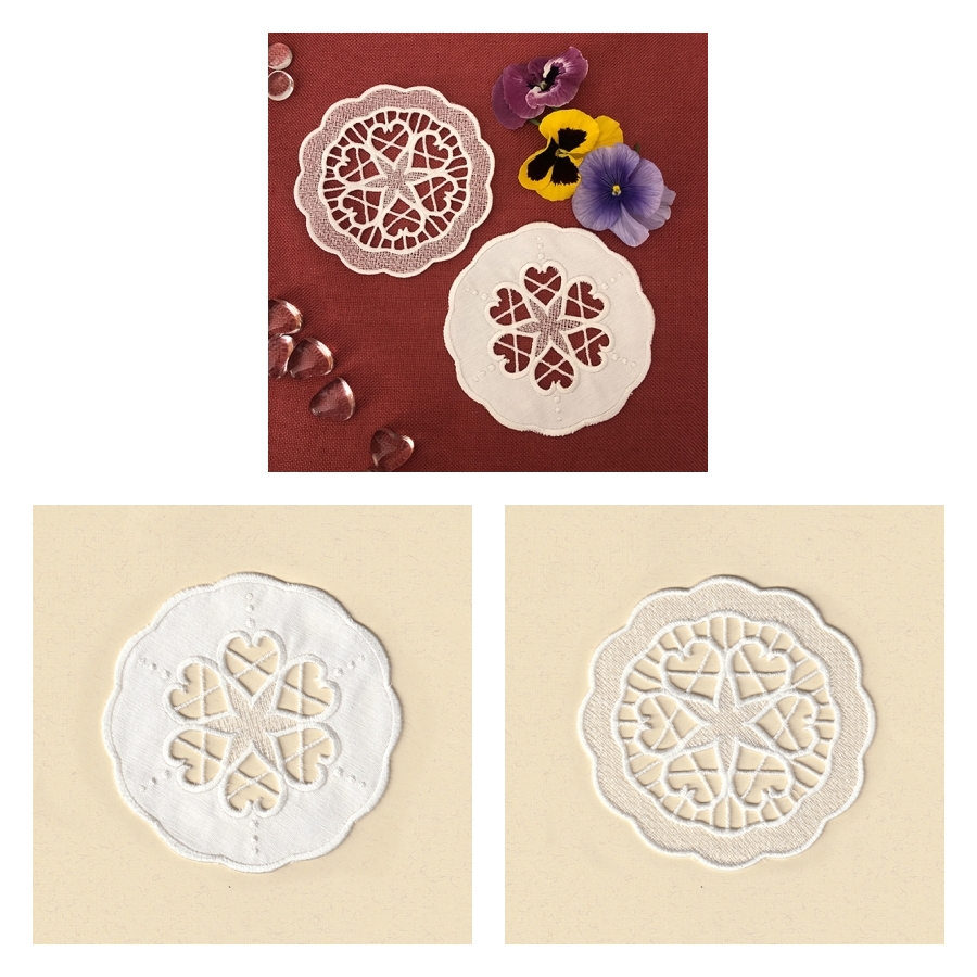 COTTON HEART LACE & CUTWORK SET5