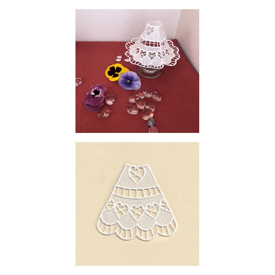 COTTON HEART LACE & CUTWORK SET6