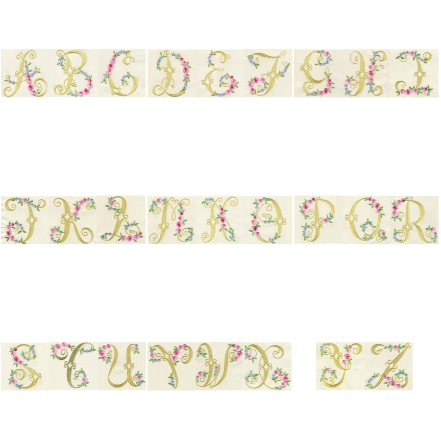 Elegant Rose Monograms Trios