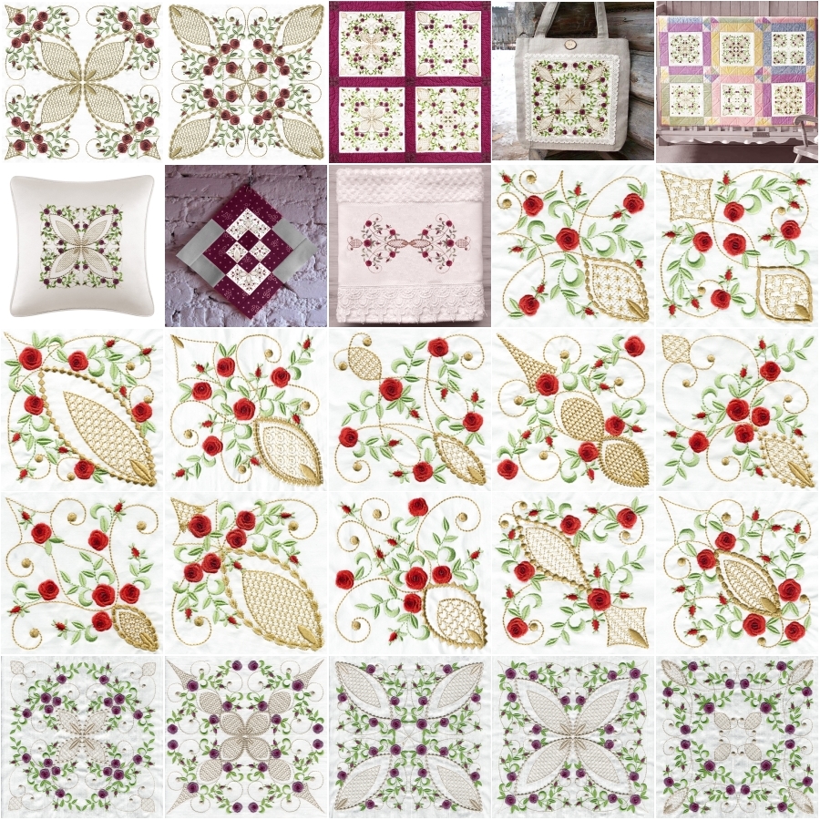 ROSE BULLION QUILT BLOCKS