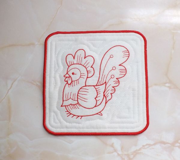 Rooster and Hens Mug Rugs -4