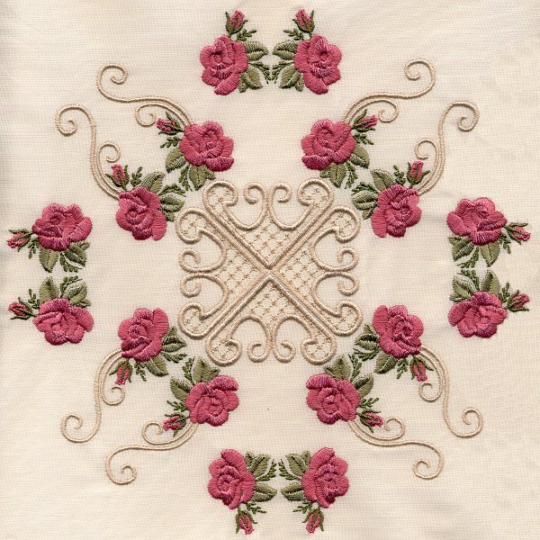 8x8  Elegant Miniature Roses Quilt -7