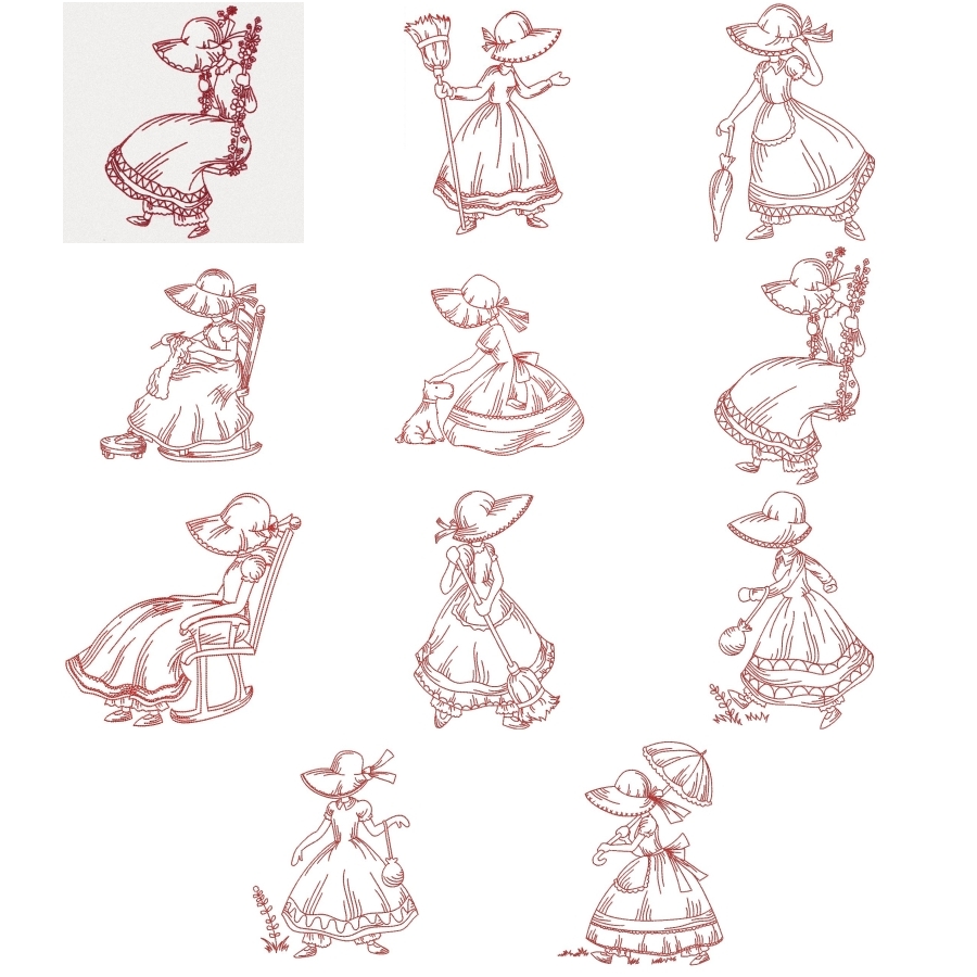 Redwork Sunbonnets 2