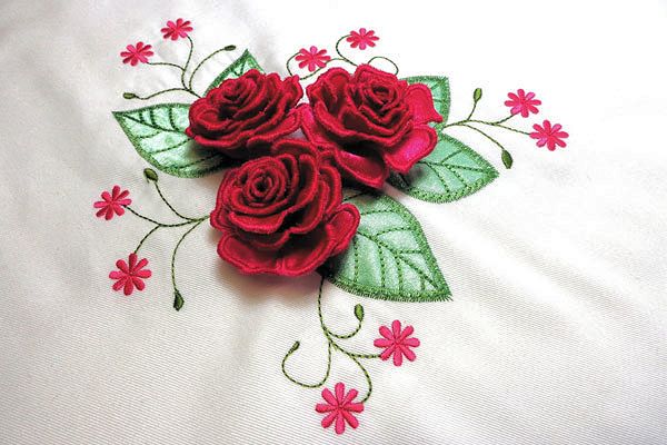 Satin Roses with Leaves Pillow -3