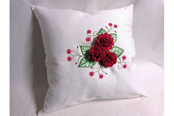 Satin Roses with Leaves Pillow -4