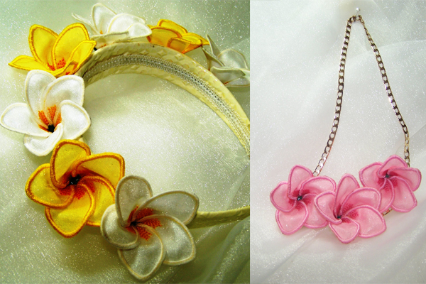 3D Frangipani Fabric Flower -5