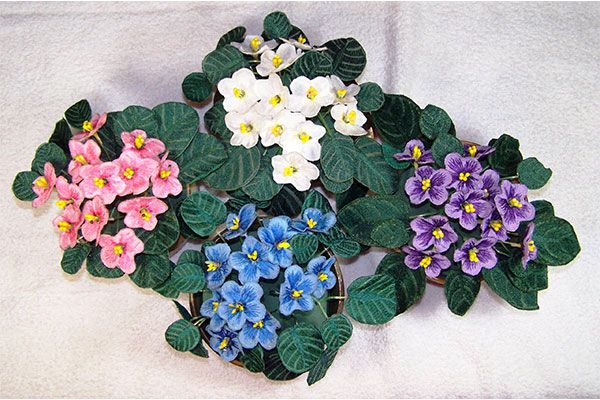 Purple Fabric African Violets -10