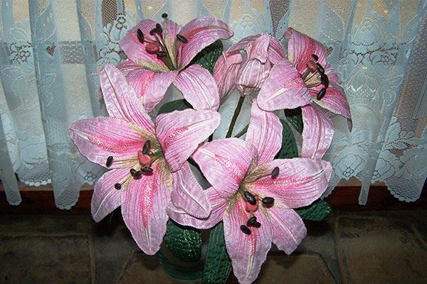 Fabric Pink Saint Joseph Lily -8