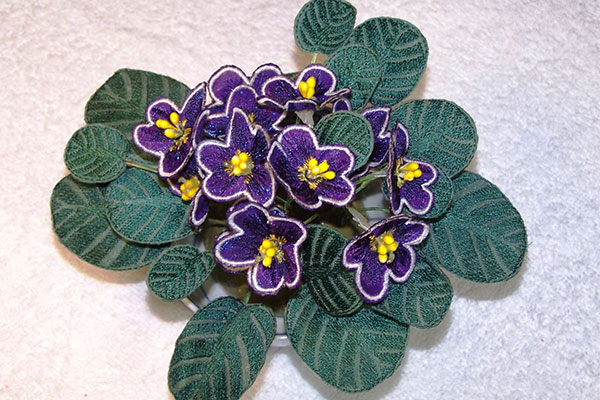 Dark Purple African Violets Fabric -7