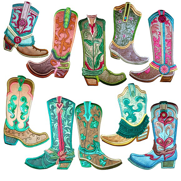 Cowboy Boots Set Applique -3